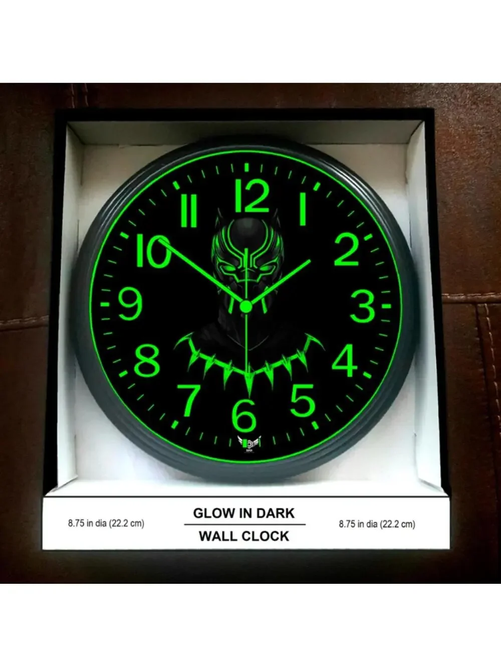 Black Panther Wakanda Glow In The Dark Wall Clock New!